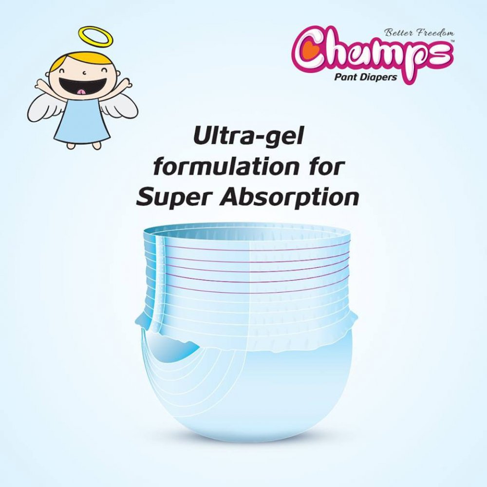 Champs - Baby Diaper Pants - Size X-Large (12 To 17 Kg) [Pack of 10]