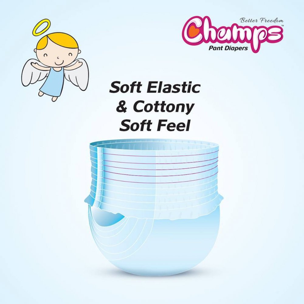 Champs - Baby Diaper Pants - Size X-Large (12 To 17 Kg) [Pack of 10]