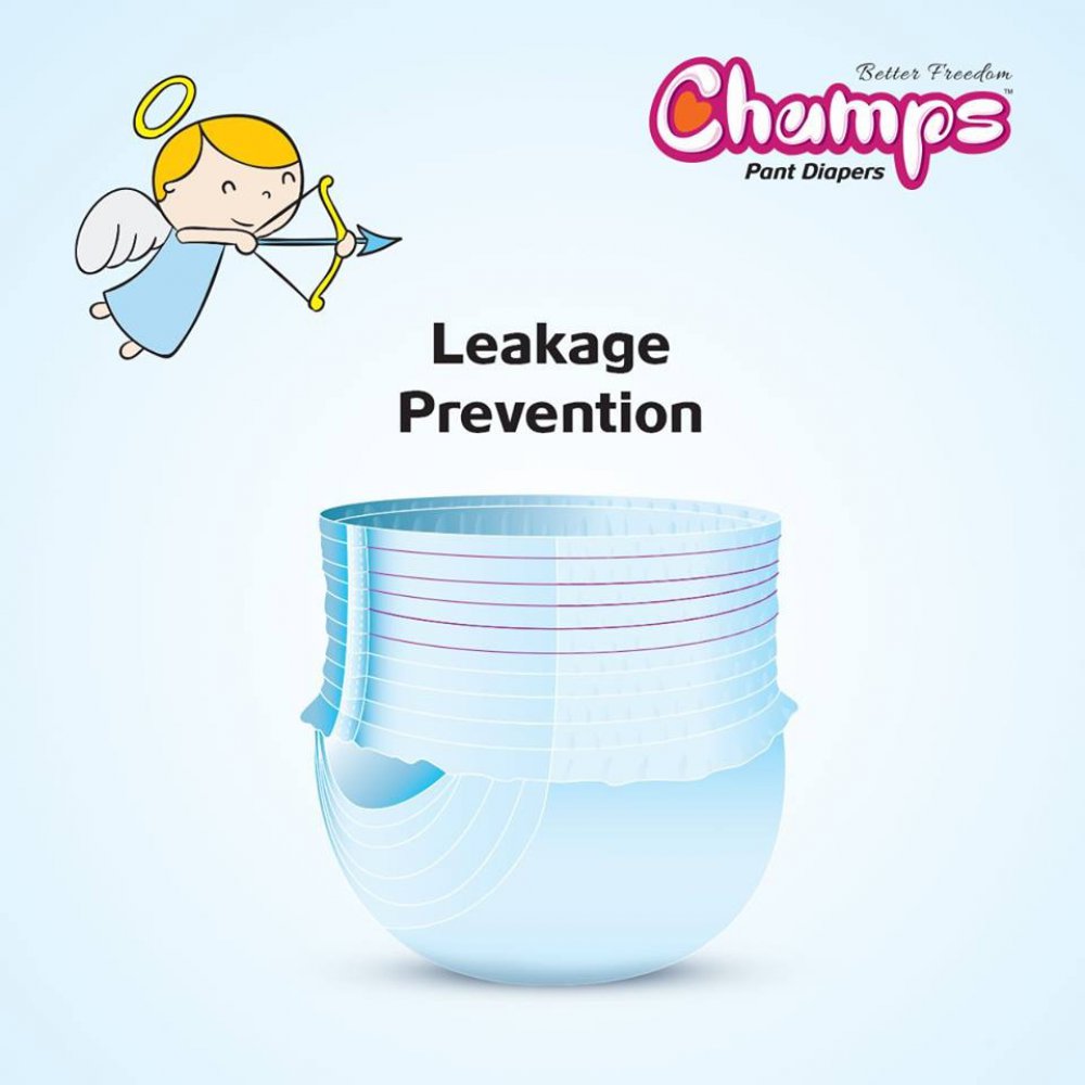 Champs - Baby Diaper Pants - Size X-Large (12 To 17 Kg) [Pack of 10]