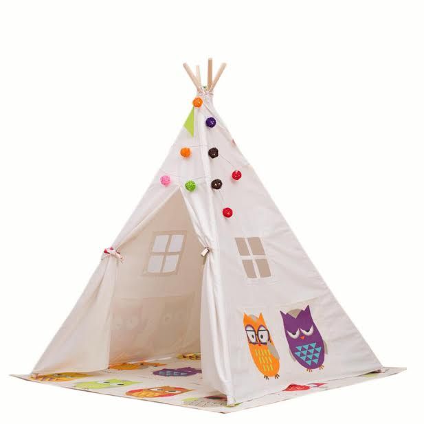 Cherry Pick Owl Teepee made with Durable Cotton Canvas.