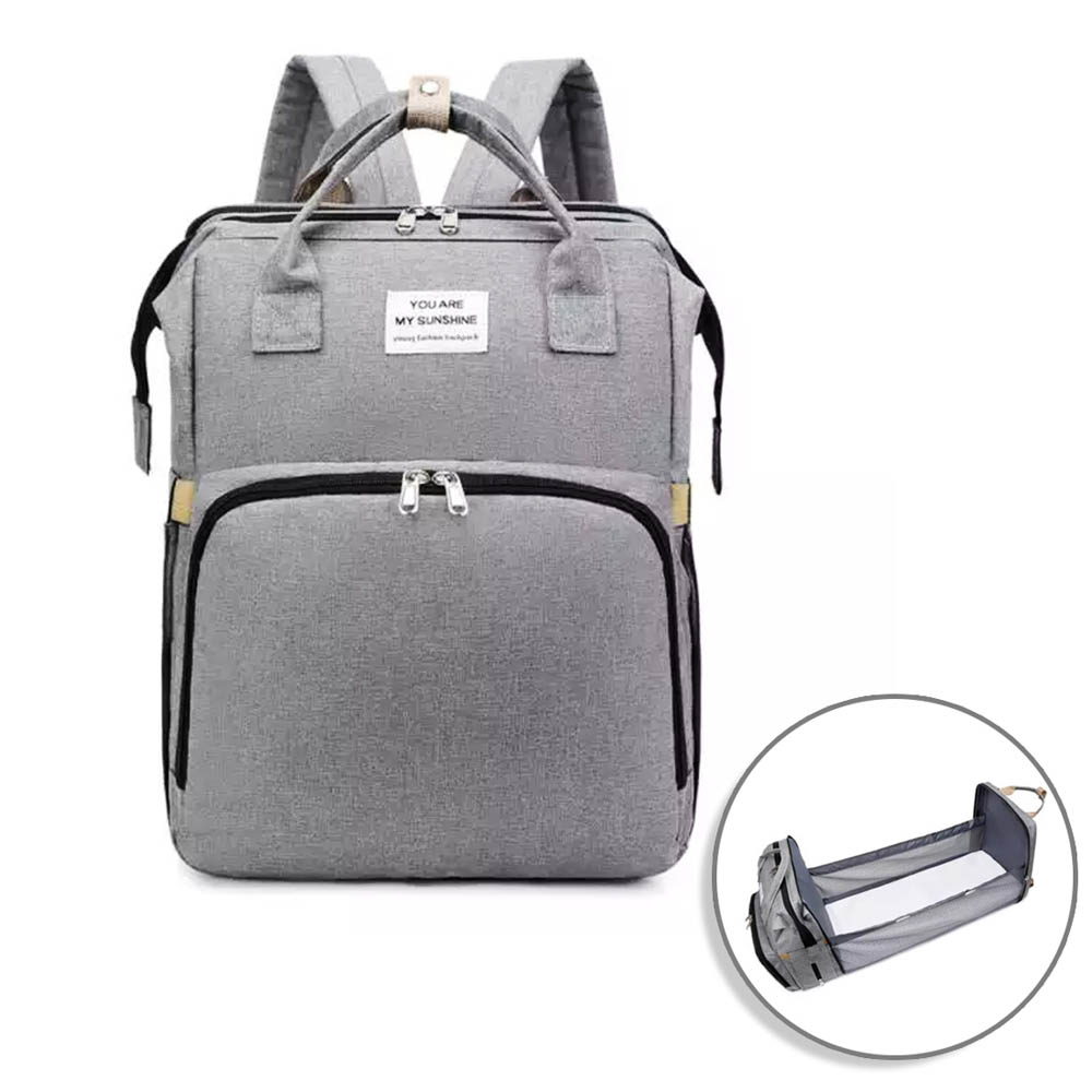 Cherubs - Multipurpose Diaper Bag - Foldable Baby Bed - Gray