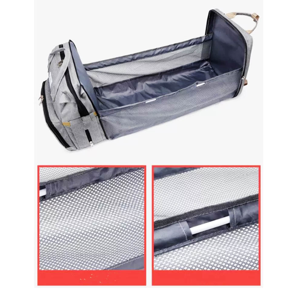 Cherubs - Multipurpose Diaper Bag - Foldable Baby Bed - Gray