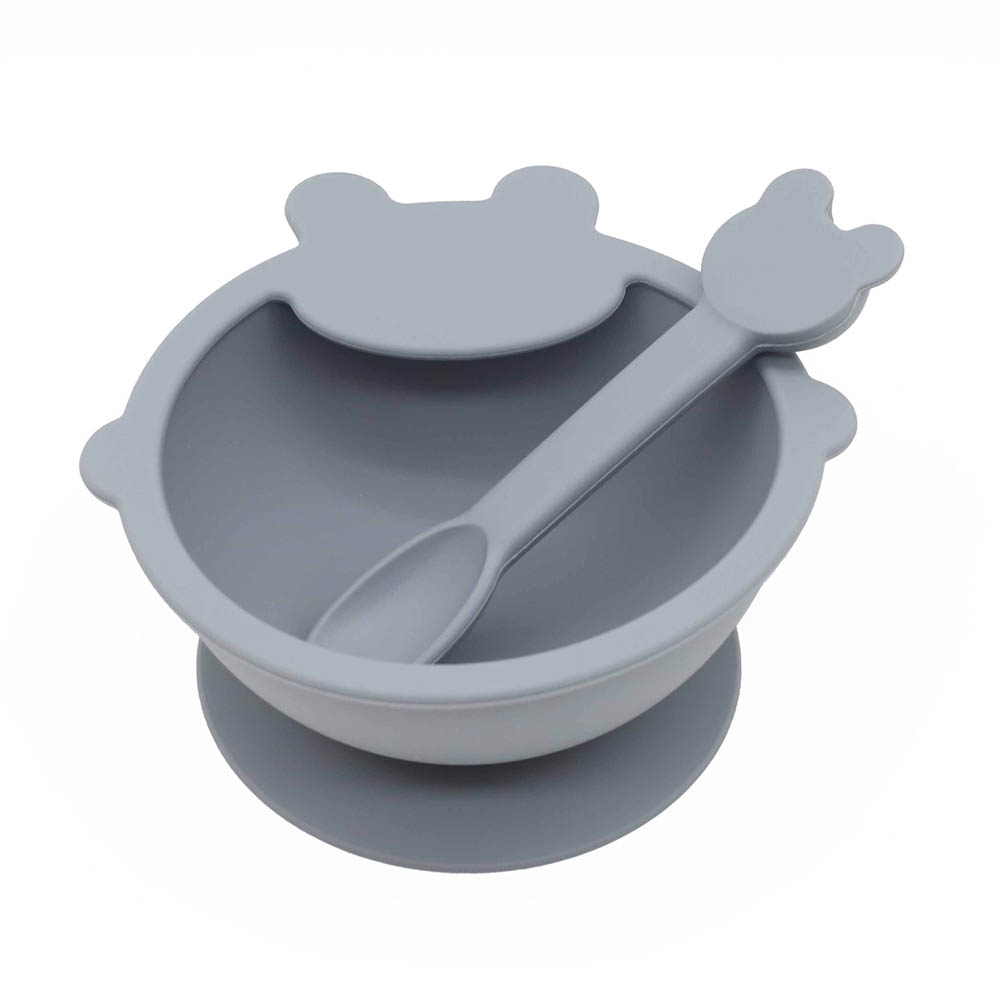 Cherubs - Silicone Baby Feeding Plate Set - Gray