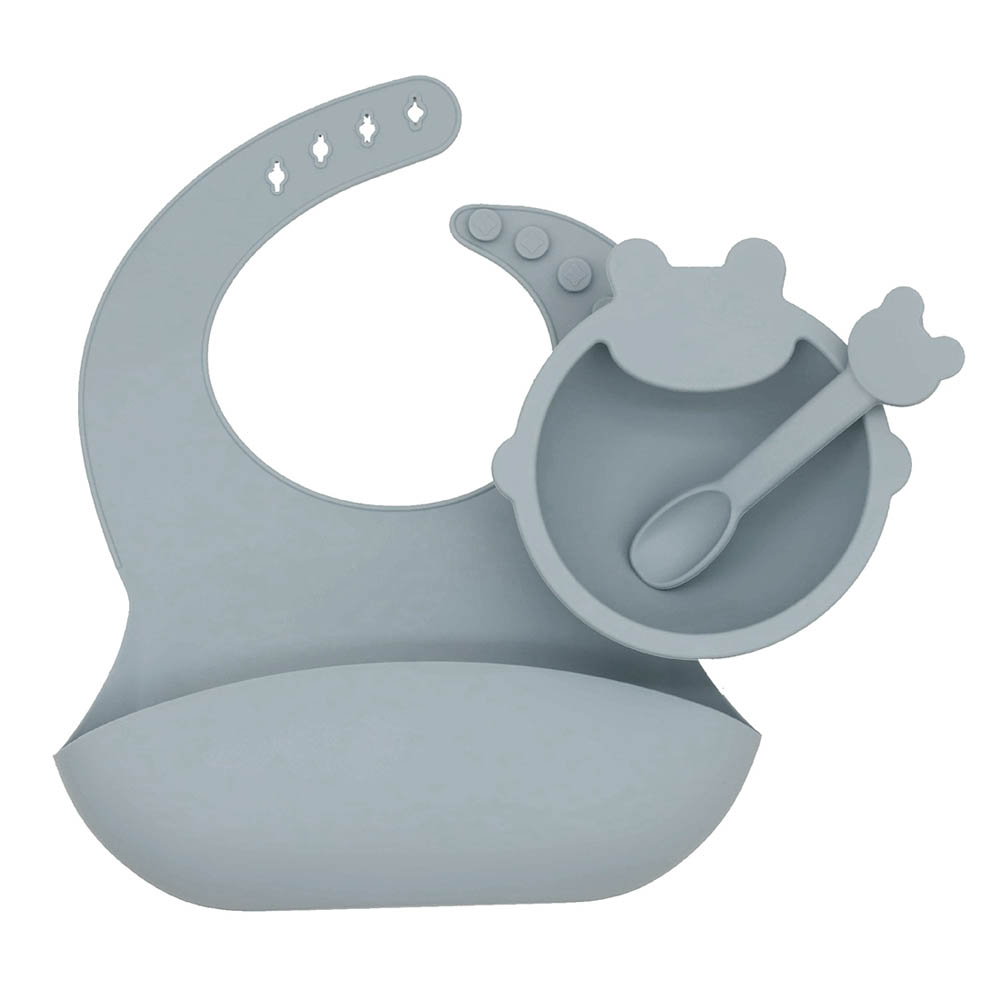Cherubs - Silicone Baby Feeding Plate Set - Gray