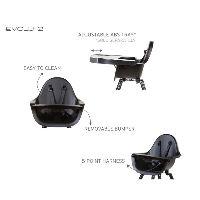 CHILDHOME Evolu 2 Chair with Bumper - Black