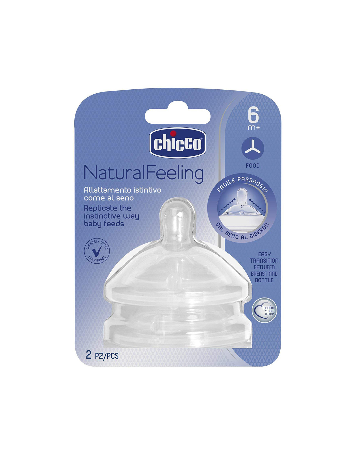 Chicco - NauralFeeling Teat 6m+ Food Flow - 2 pieces