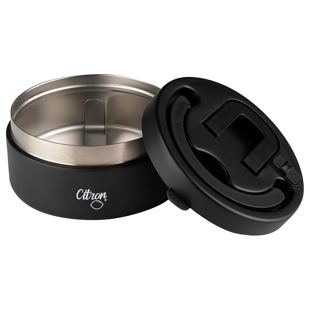 Citron - SS Food Jar 400ml With Compartments - Black