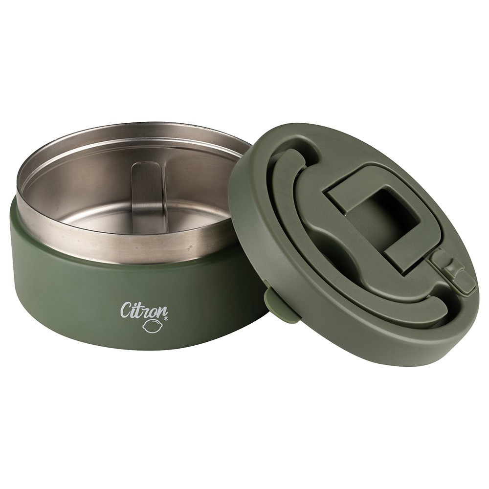 Citron - SS Food Jar 400ml With Compartments - Green