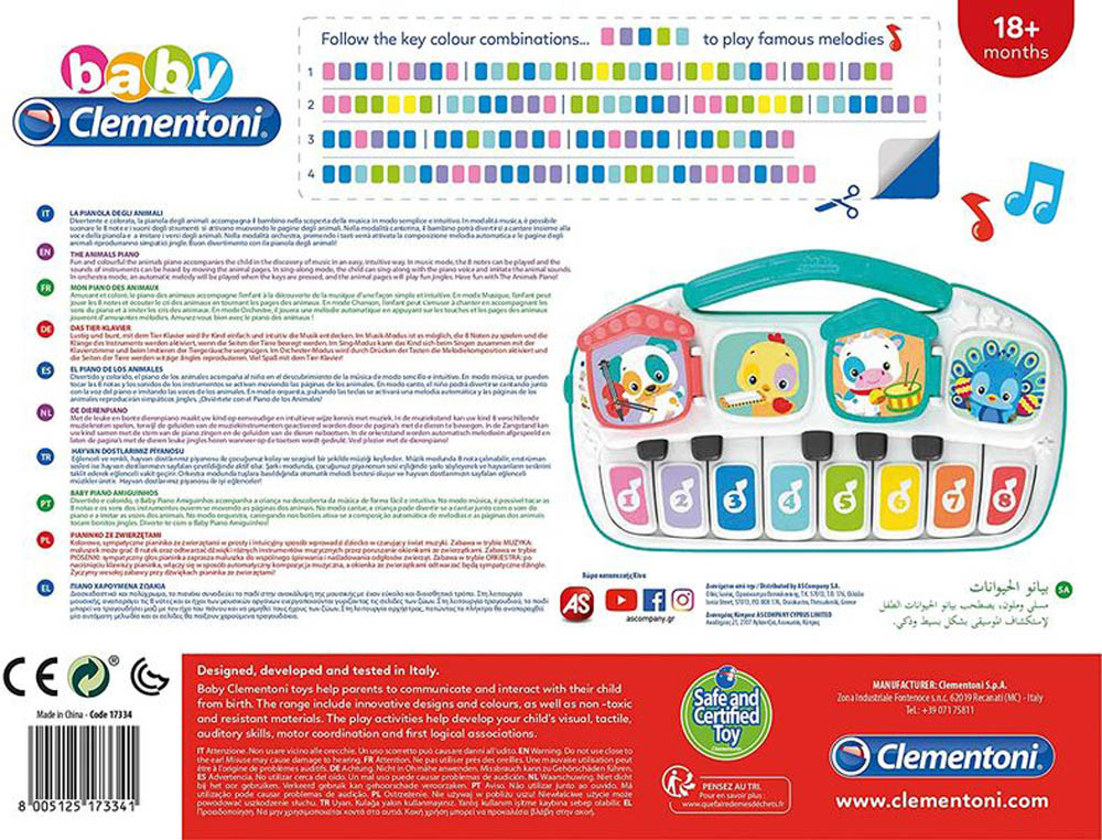 Clementoni - Baby Animal Piano Battery Operated