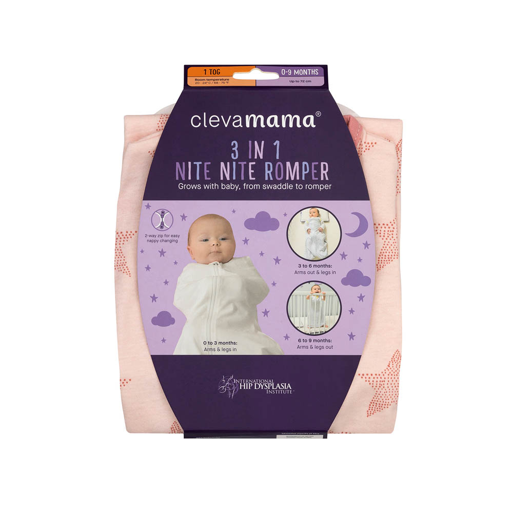 Clevamama - 3 in 1 Nite Nite Romper 1 Tog - Pink (0-9m)