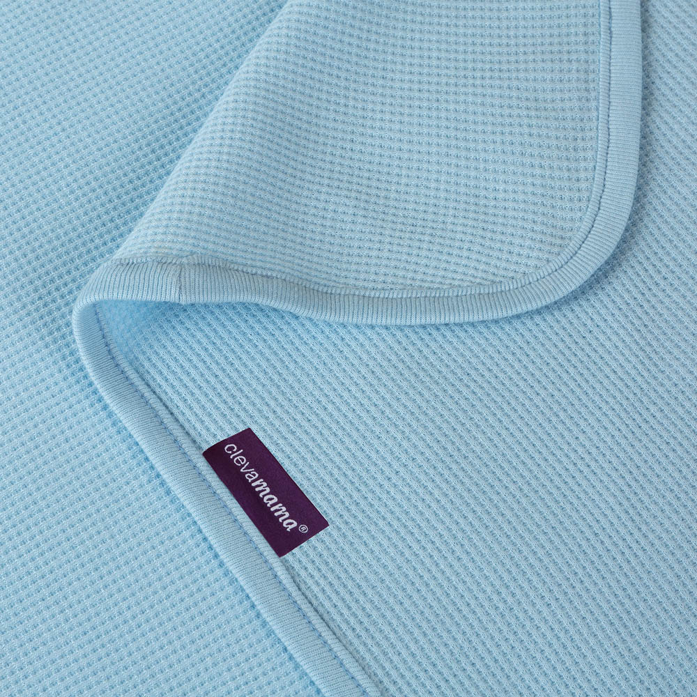 Clevamama - Waffle Weave Cotton Blanket Cot/Cot Bed 120 x 140 cm - Blue