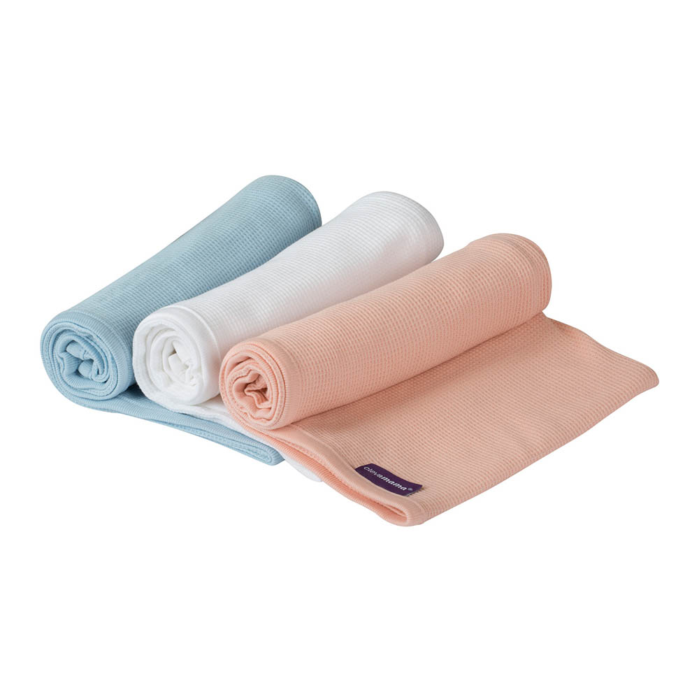 Clevamama - Waffle Weave Cotton Blanket Cot/Cot Bed 120 x 140 cm - Blue