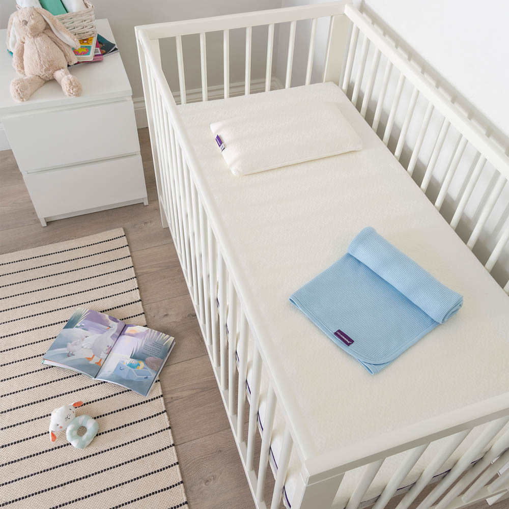 Clevamama - Waffle Weave Cotton Blanket Cot/Cot Bed 120 x 140 cm - Blue