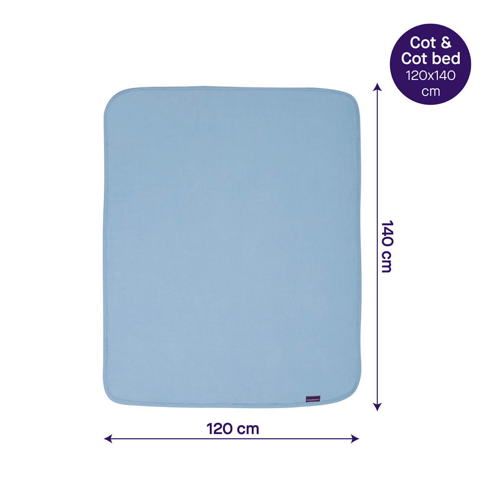 Clevamama - Waffle Weave Cotton Blanket Cot/Cot Bed 120 x 140 cm - Blue