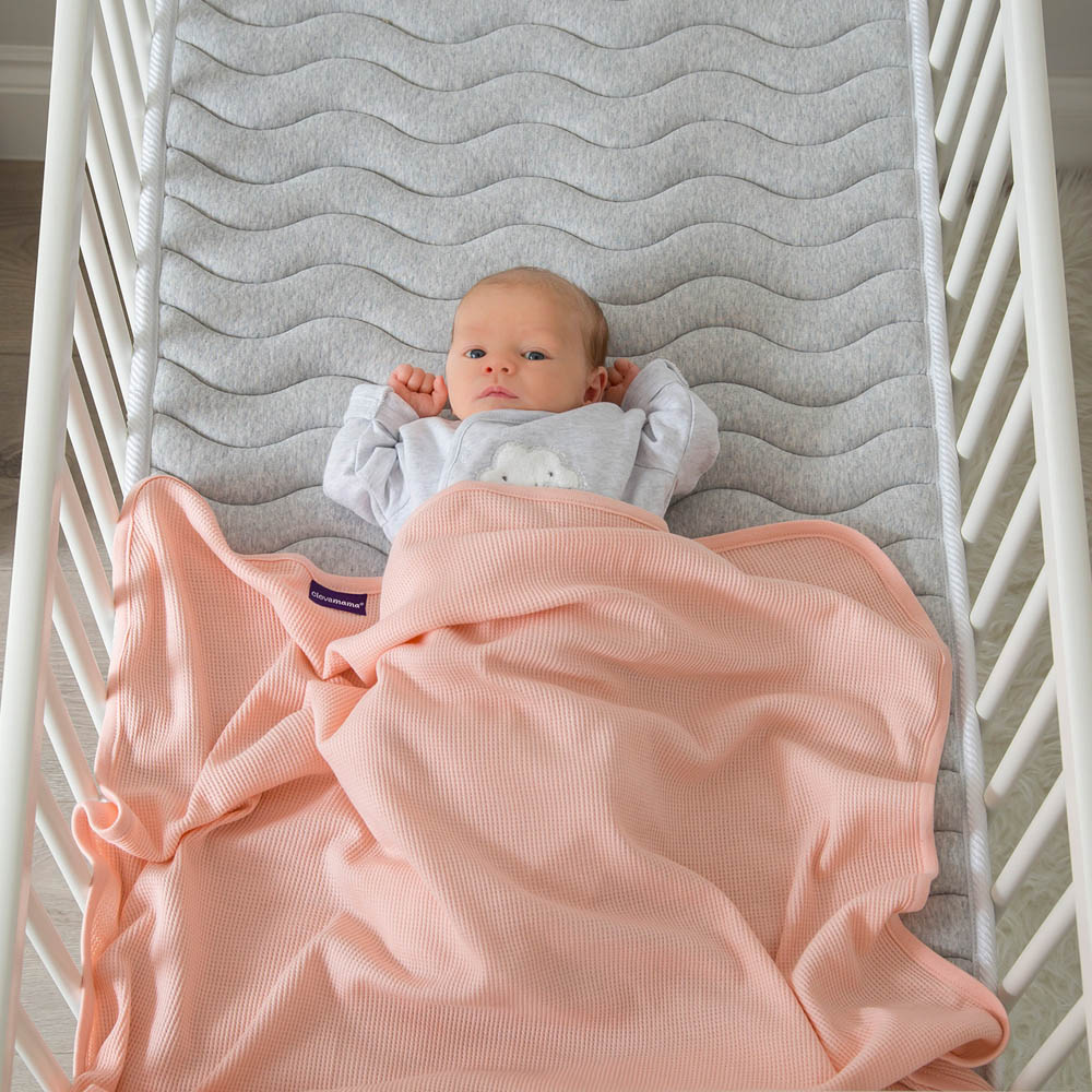 Clevamama - Waffle Weave Cotton Blanket Crib/Moses Basket 70 x 90 cm - Coral