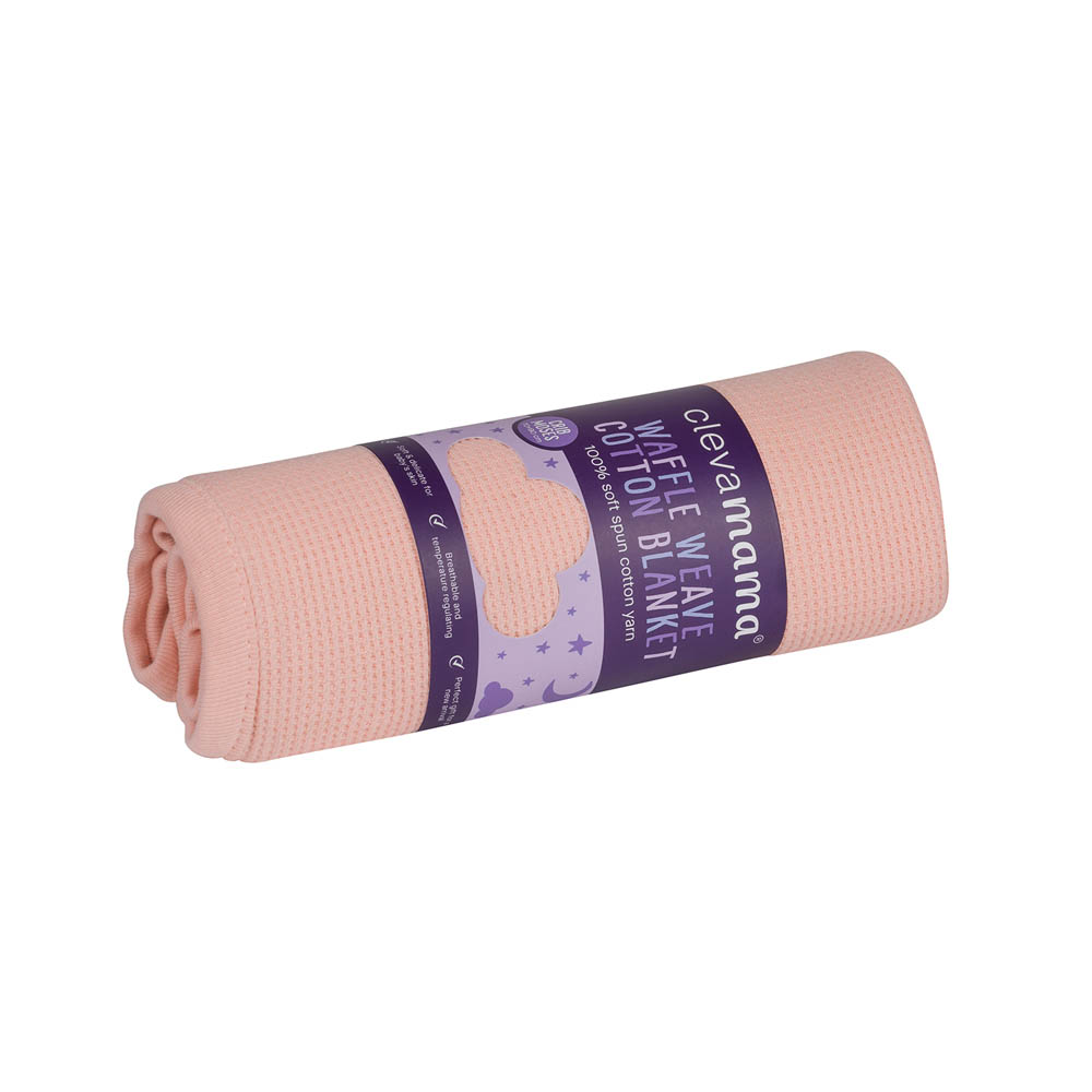 Clevamama - Waffle Weave Cotton Blanket Crib/Moses Basket 70 x 90 cm - Coral
