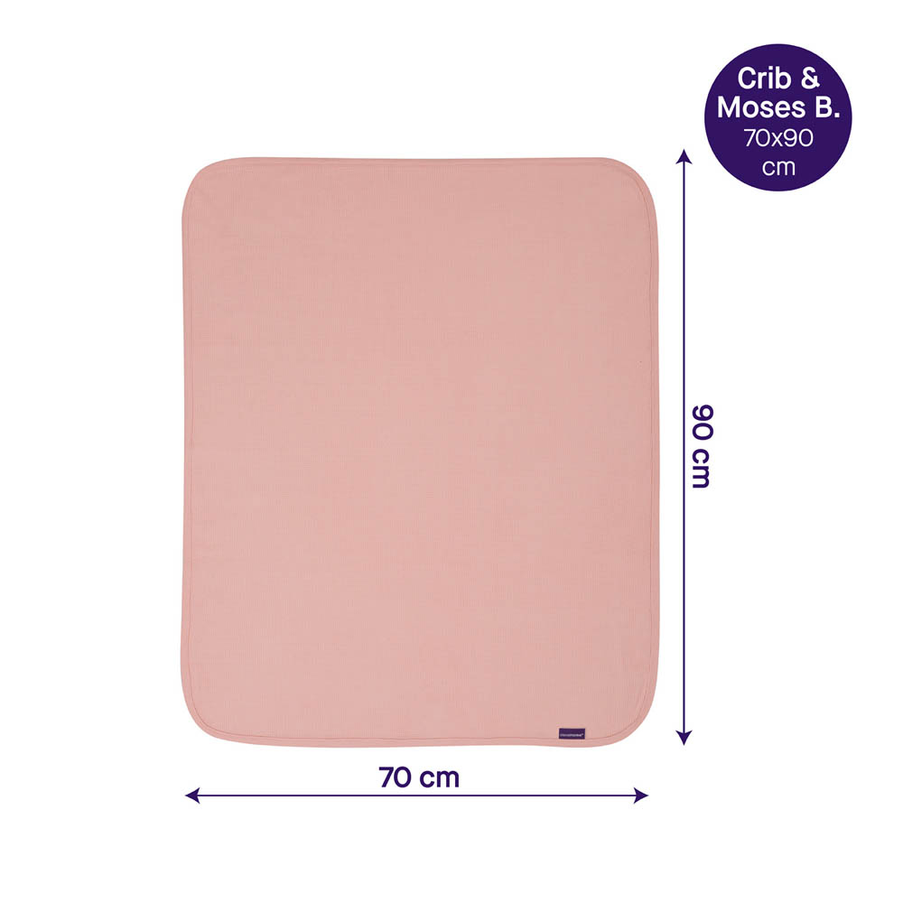 Clevamama - Waffle Weave Cotton Blanket Crib/Moses Basket 70 x 90 cm - Coral