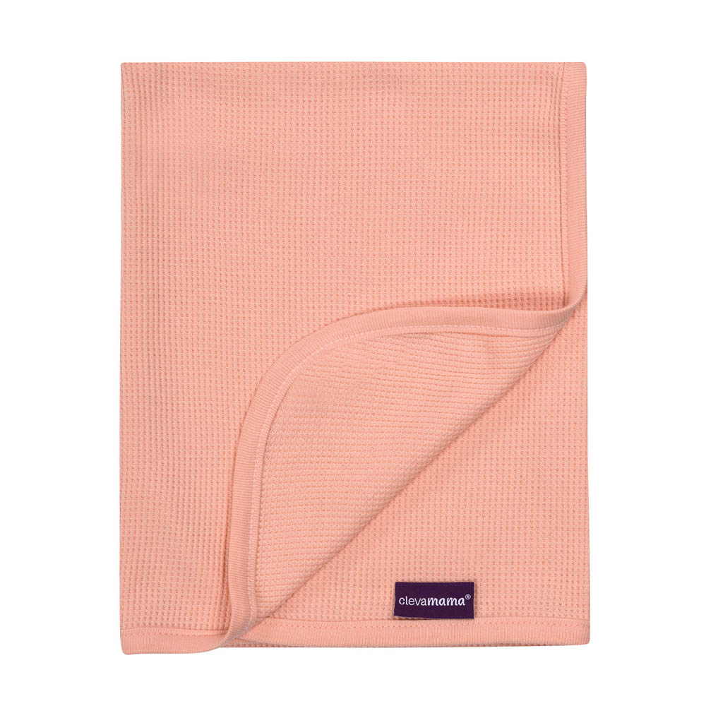 Clevamama - Waffle Weave Cotton Blanket Crib/Moses Basket 70 x 90 cm - Coral