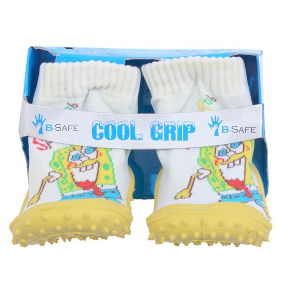 Cool Grip Yellow Baby Shoe Socks Sponge Bob 