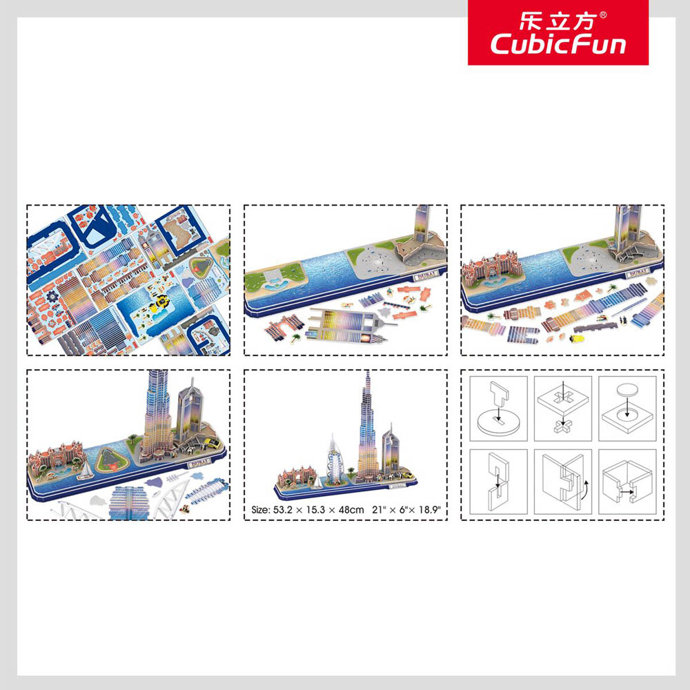 Cubic Fun - 3D Puzzle Led City Line Dubai 182 Pieces Battery Operated