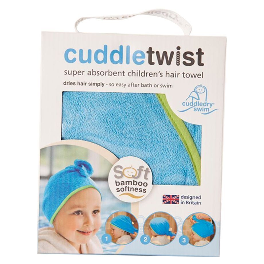 Cuddledry Blue and LimeCuddletwist Bamboo Hair Towel Babystore.ae