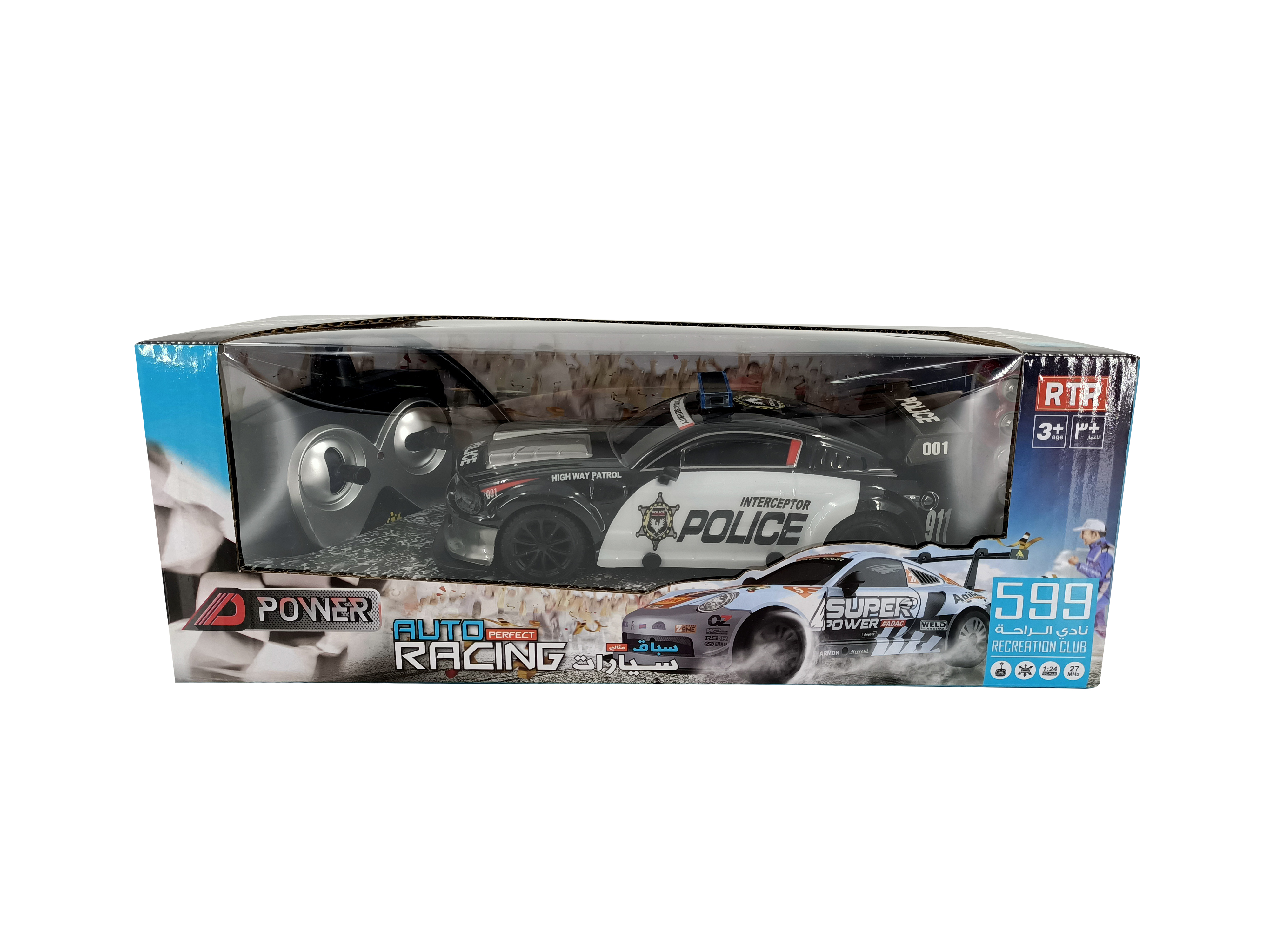 D-Power - Auto Perfect Racing RC Car for Kids 1:24 Scale - Police Car