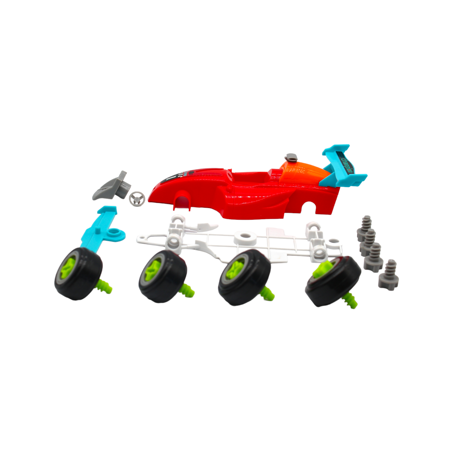 D-Power DIY Smart Wheels Race Car with Truck for Kids - Red