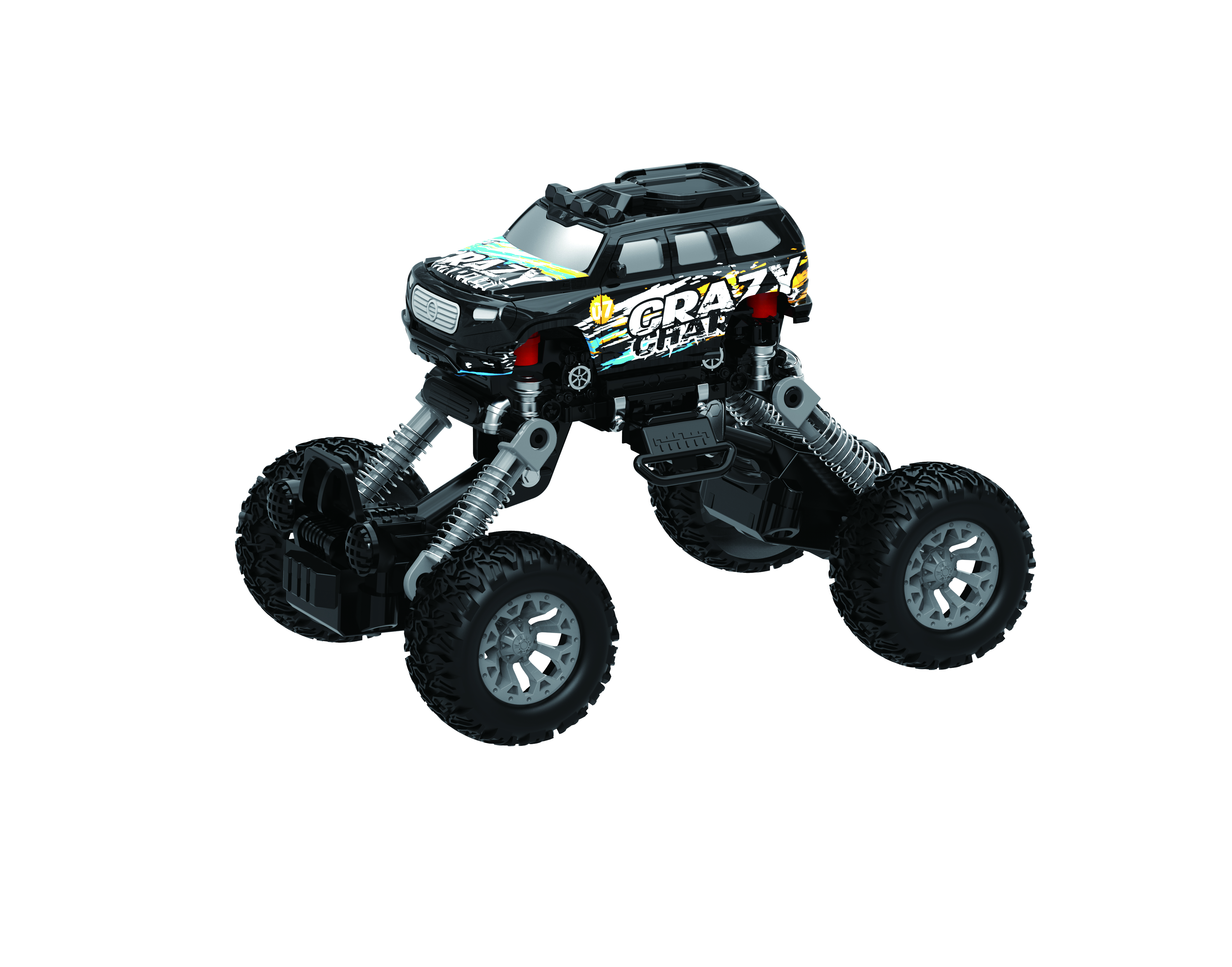 D-Power - Graffiti Off Road Monster Truck 4 Wheel Drive Car for Kids - Black