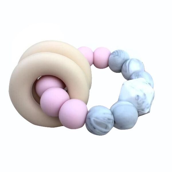 Desert Chomps Pink Marble Vera Hexi Block Teether
