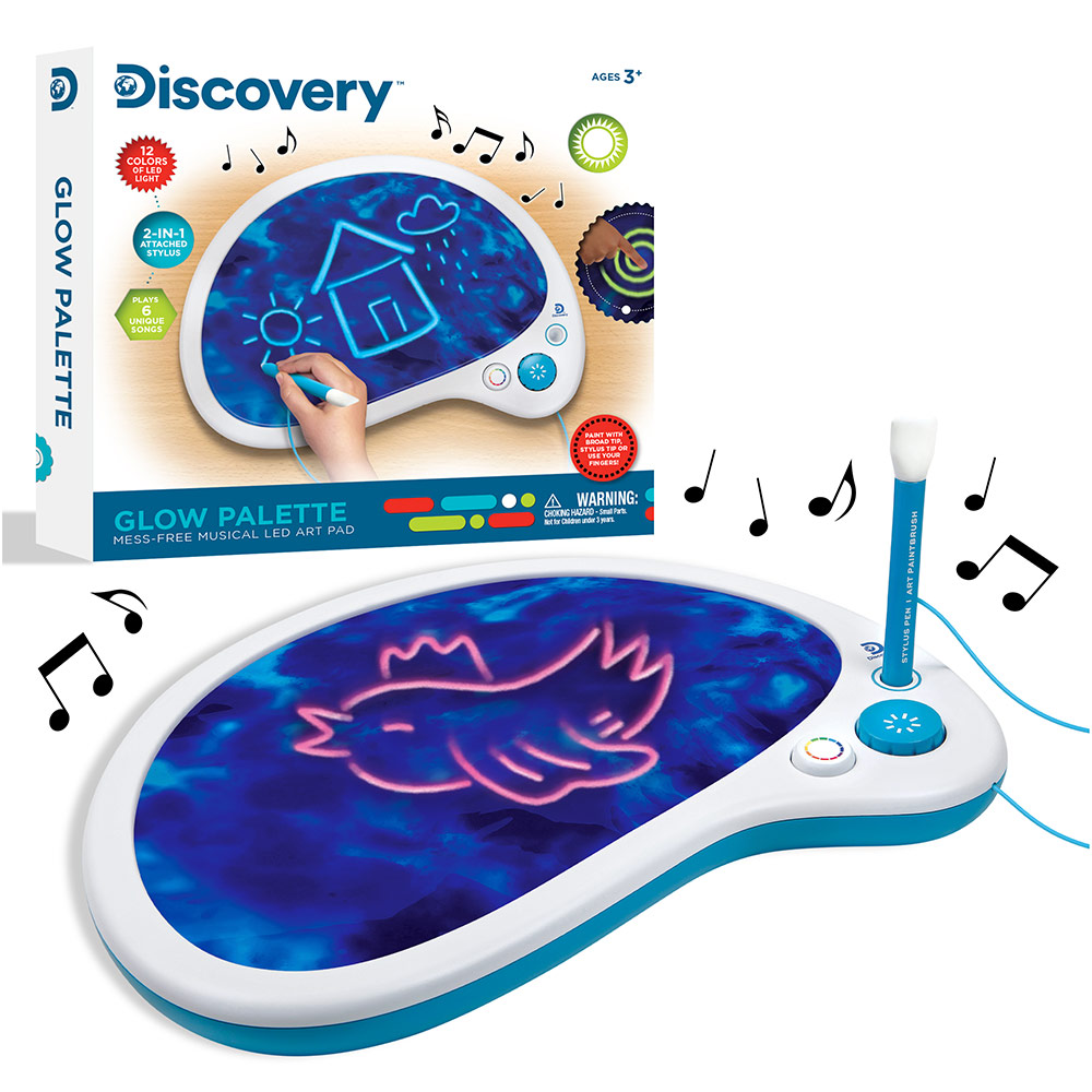 Discovery - Kids Glow Palette Mess- Free Musical LED Art Pad with 2-In-1 Stylus Pen