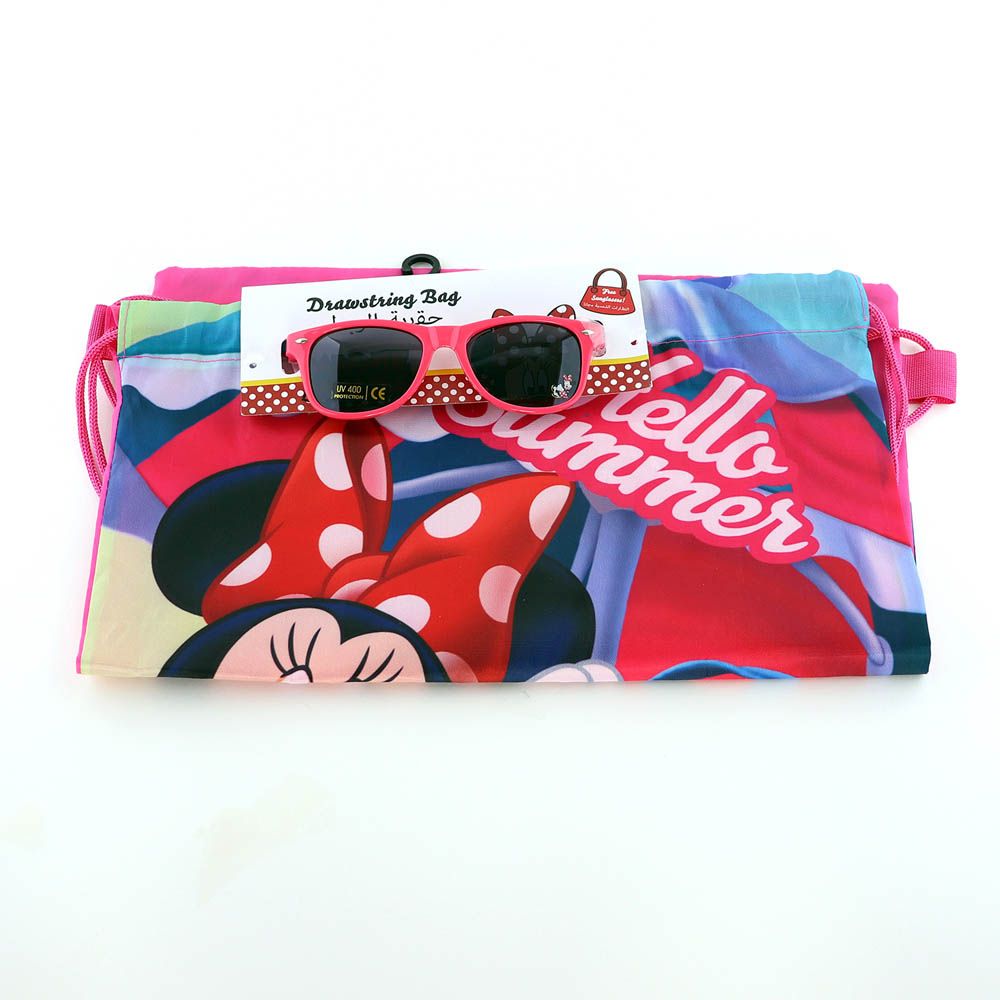 Disney - Minnie Mouse Printed Drawstring Bag With Sunglasses