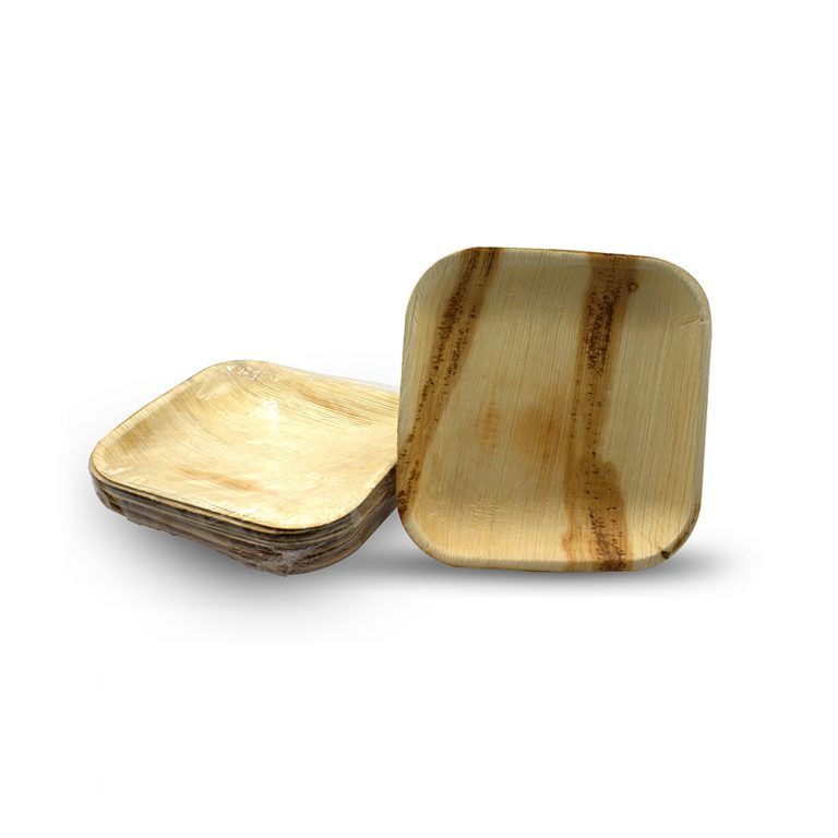 Palm leaf square plates sales