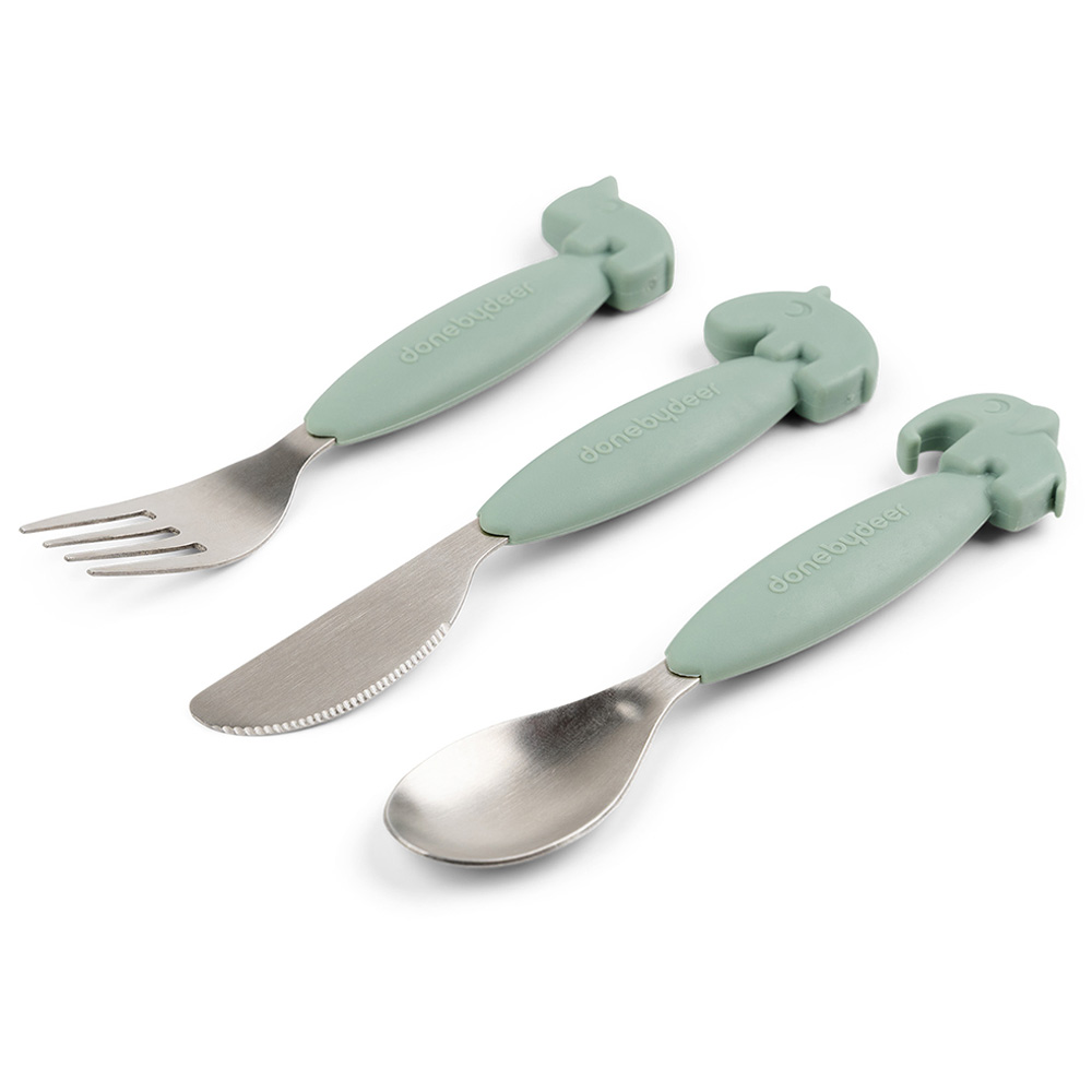 Done by Deer - Easy-Grip Cutlery Set Friends Green