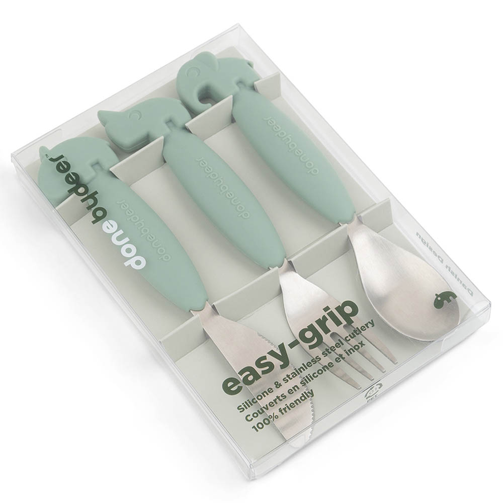 Done by Deer - Easy-Grip Cutlery Set Friends Green
