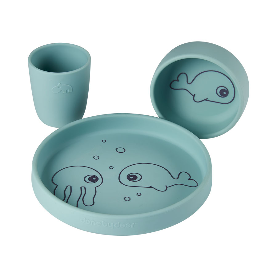 Done by Deer - Silicone Dinner Set Sea Friends Blue
