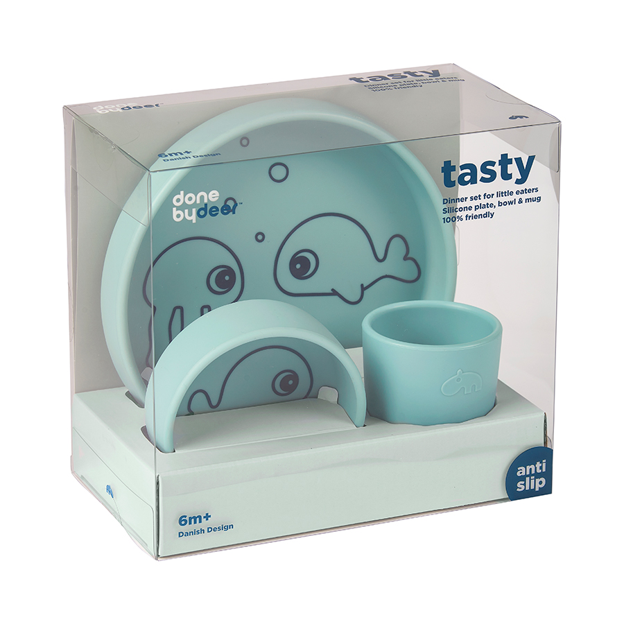 Done by Deer - Silicone Dinner Set Sea Friends Blue