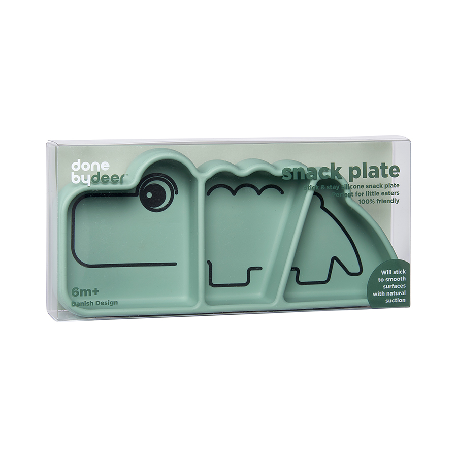 Done by Deer - Silicone Stick & Stay Snack Plate Croco Green