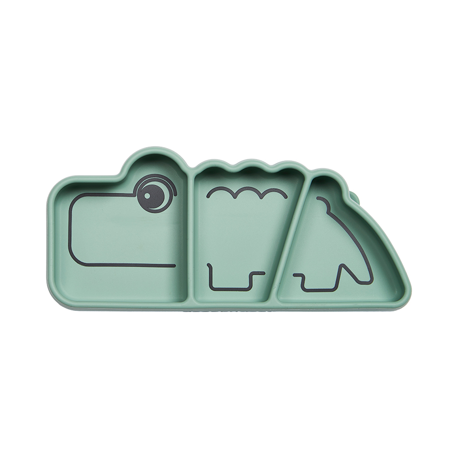 Done by Deer - Silicone Stick & Stay Snack Plate Croco Green