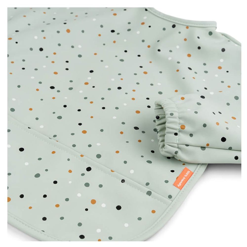 Done by Deer - Sleeved Pocket Bib Happy Dots Green
