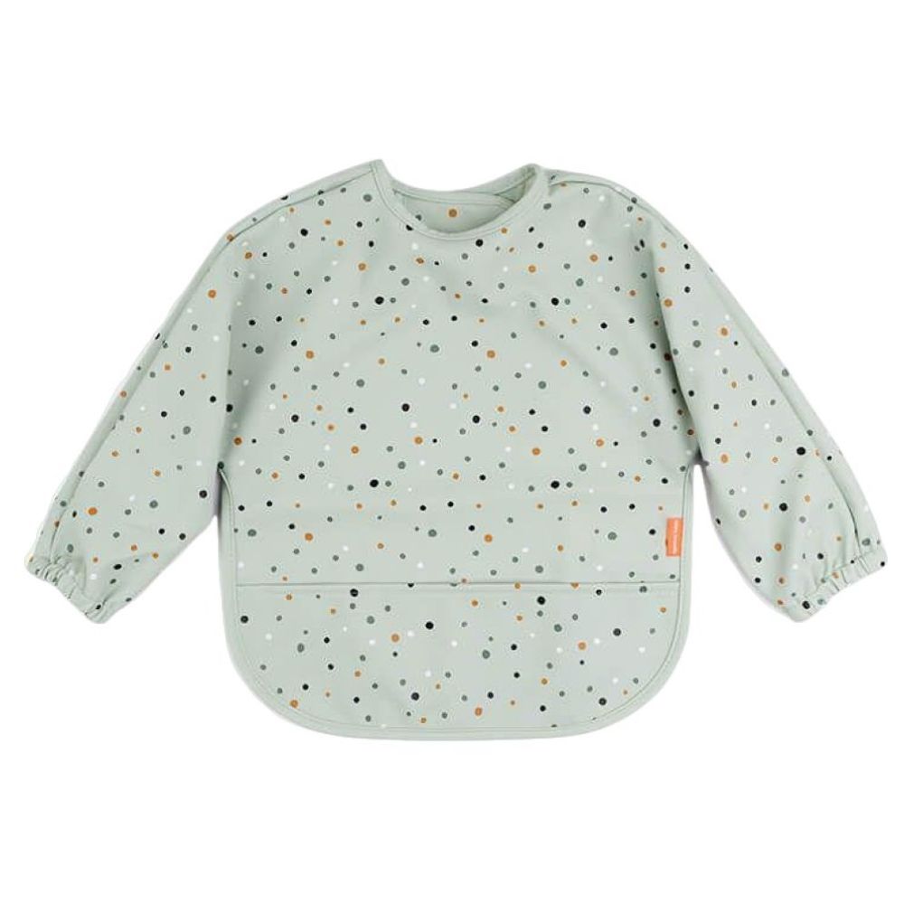 Done by Deer - Sleeved Pocket Bib Happy Dots Green