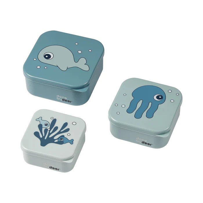 Done by Deer - Snack Box Set 3 Pcs Sea Friends Blue