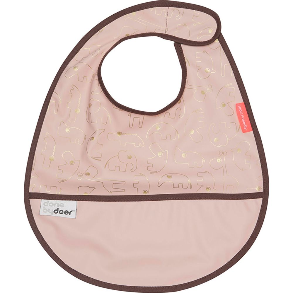 Done By Deer - Bib With Velcro Contour - Gold & Powder Pink