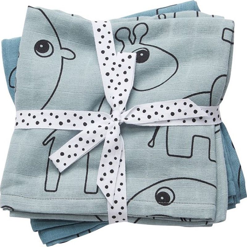 Done By Deer - Burp Cloth 2 Pack Contour - Blue