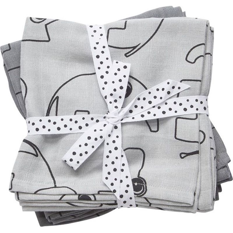 Done By Deer - Burp Cloth 2 Pack Contour - Grey