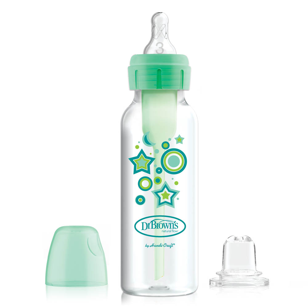 DrBrowns - 8 Oz/250 ml PP Narrow Options+ Bottle to Sippy Starter Kit - Green Stars
