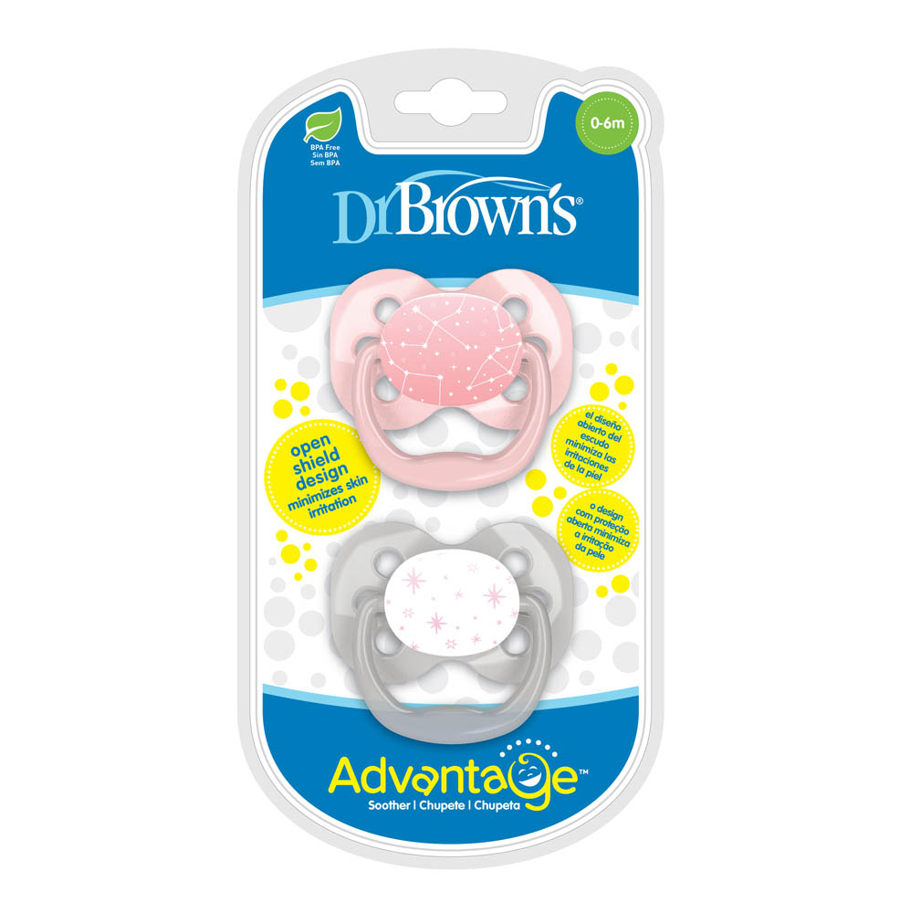 DrBrowns - Advantage Pacifier - Stage 1 - Pink - Pack of 2