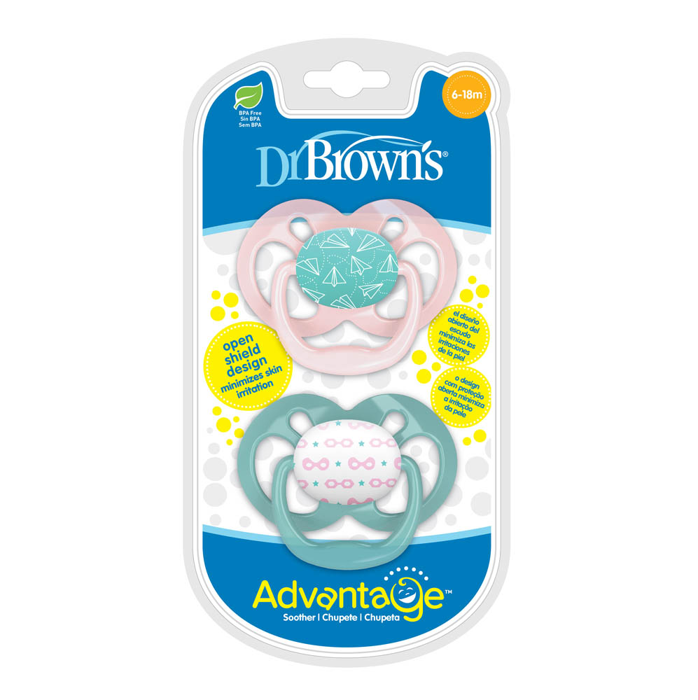 DrBrowns - Advantage Pacifier - Stage 2 - Pink - Pack of 2