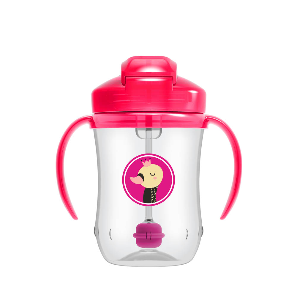 DrBrowns - Baby's First Straw Cup W/ Handles - Pink Deco (6m+) - 270ml