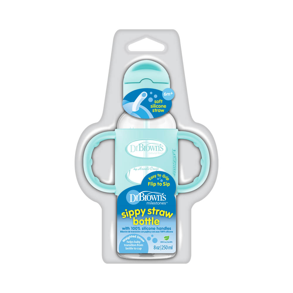 DrBrowns - PP Narrow Sippy Straw Bottle W/ Silicone Handles - Green - 250ml
