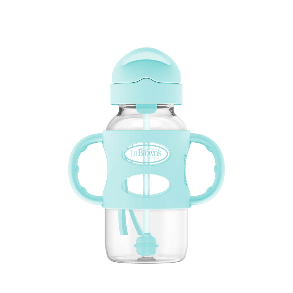 DrBrowns - PP W-n Sippy Straw Bottle W/ Silicone Handles - Green - 270ml